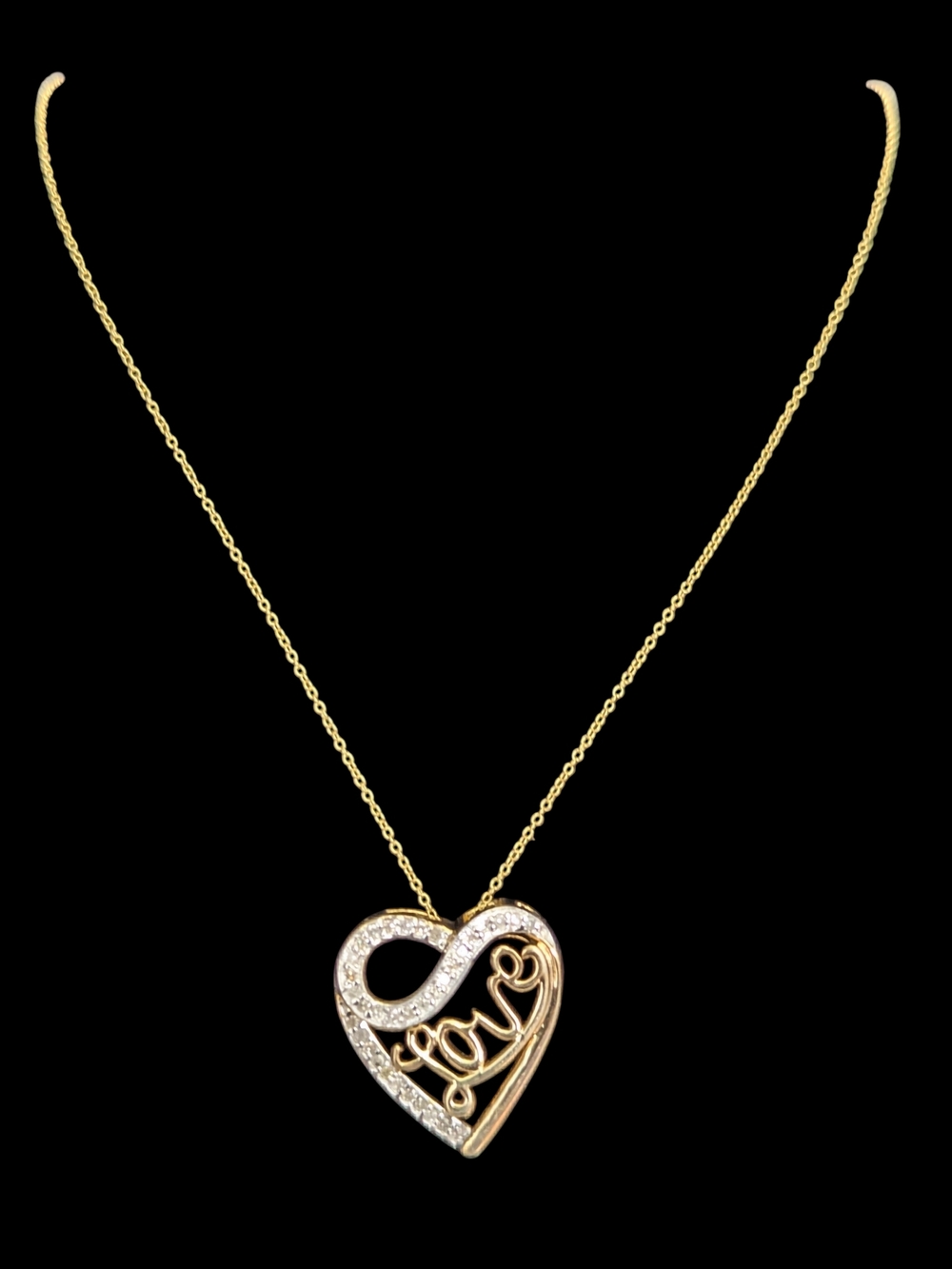 Natural Diamonds  'Love' Heart Pendant Necklace 18"